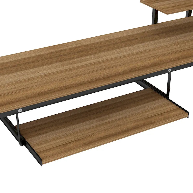 Twin Size Loft Bed with Wood Desk and Shelf