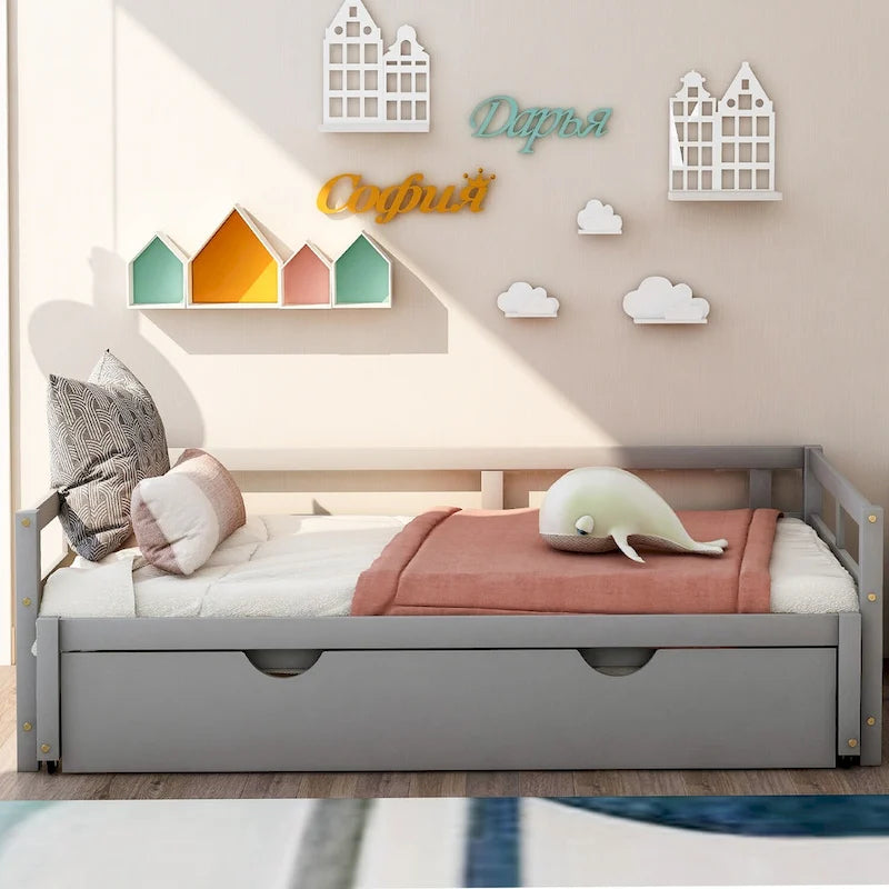 Grey Pine Twin Daybed with Trundle