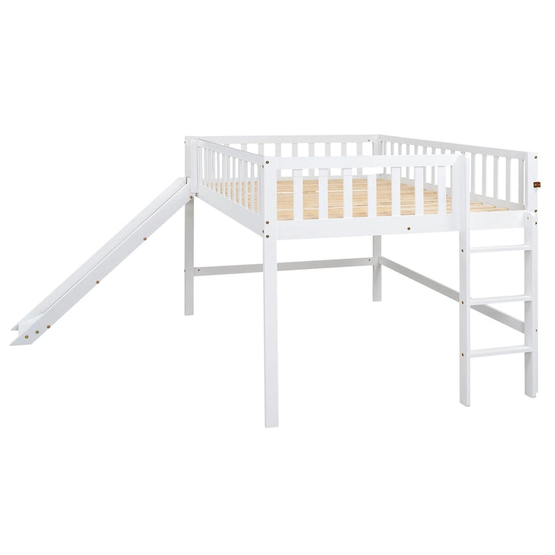 Pine Low Loft Bed with Slide