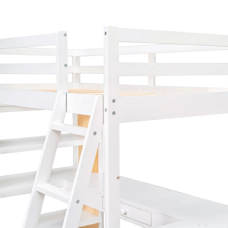 Twin Loft Bed with Desk and Shelves